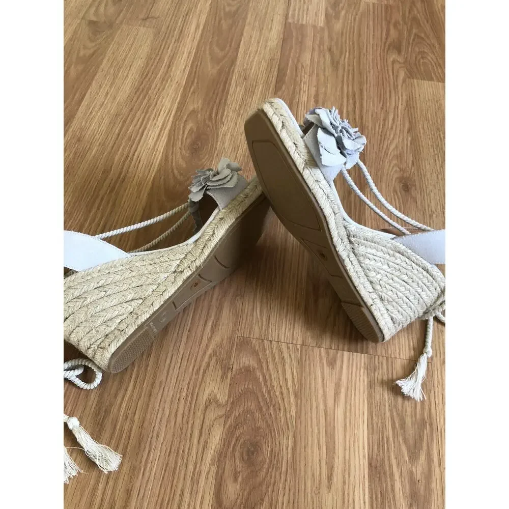 NWT Jutelia Made In Spain Women’s Suede Flower Wedge Espadrilles SZ 10 US 42 EUR